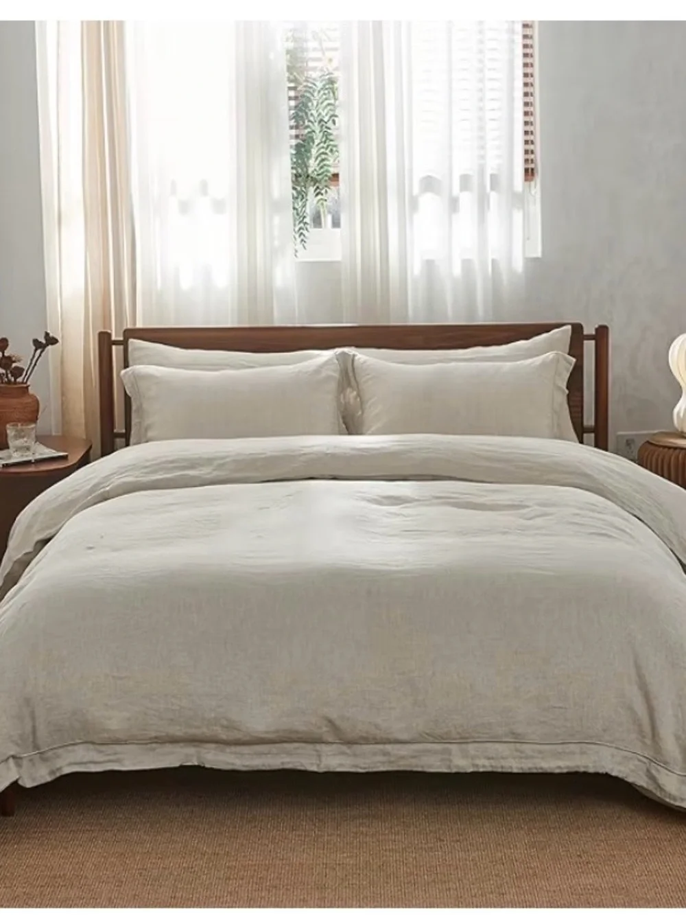BUNDLE three 100% linen duvet Covers Sets, Natural flax,white-white, light gray